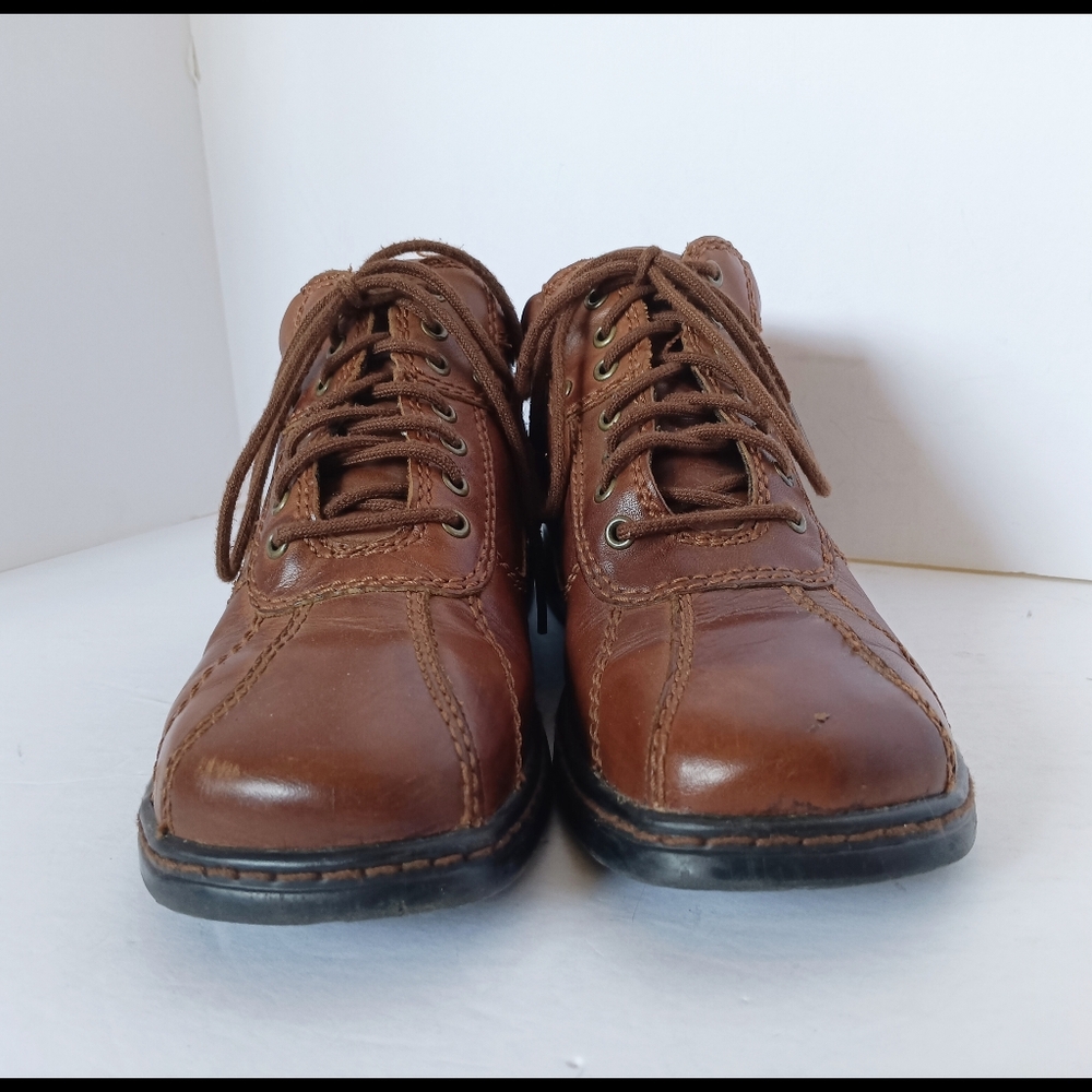 🤎 Dr. Scholl's Ella Brown Leather Boots Lace-Up Womens 6 Ankle Comfort - Picture 6 of 12